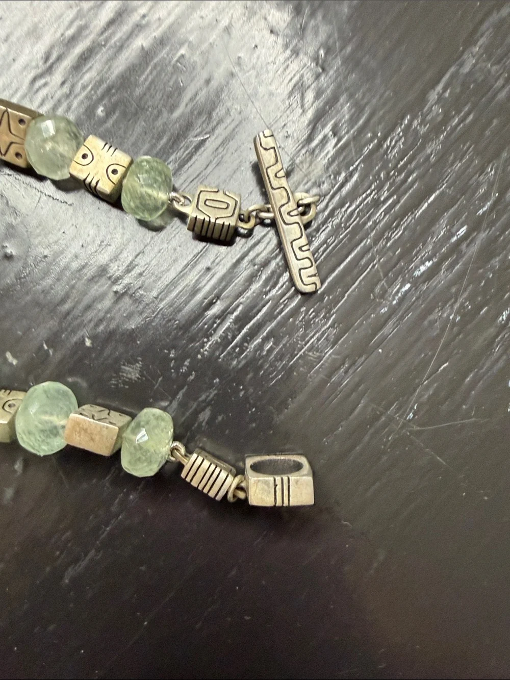Lisa Jenks - 925 sterling and green gemstone bracelet 8”